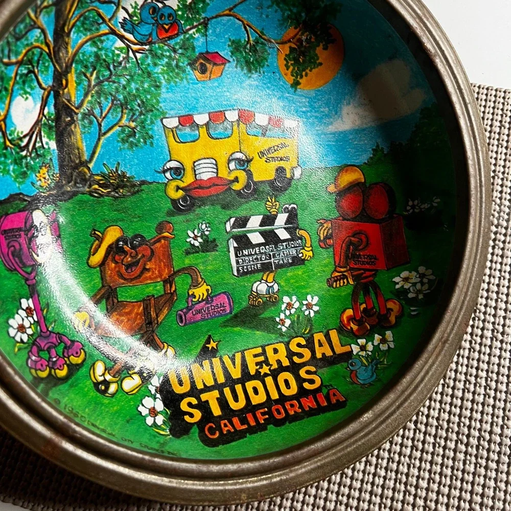 Vintage 1980 Universal Studios California Souvenir Tin Bowl Cartoon Characters